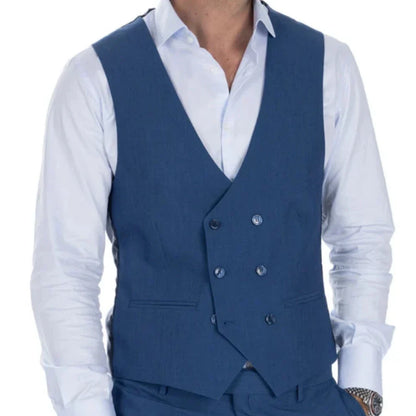 Men Vest Brown Double Button Solid Color Waistcoat For Wedding Banquet Birthday Business Casual Work Set Men Suit Vest