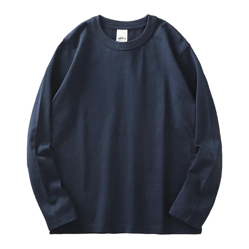 11.2 Oz Heavyweight Autumn Long Sleeved T Shirt for Men 100%Cotton Plain Shirt O-Neck White Tops Oversized Men's Clothing