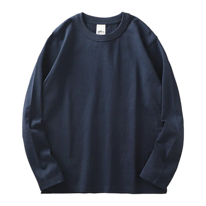 11.2 Oz Heavyweight Autumn Long Sleeved T Shirt for Men 100%Cotton Plain Shirt O-Neck White Tops Oversized Men's Clothing