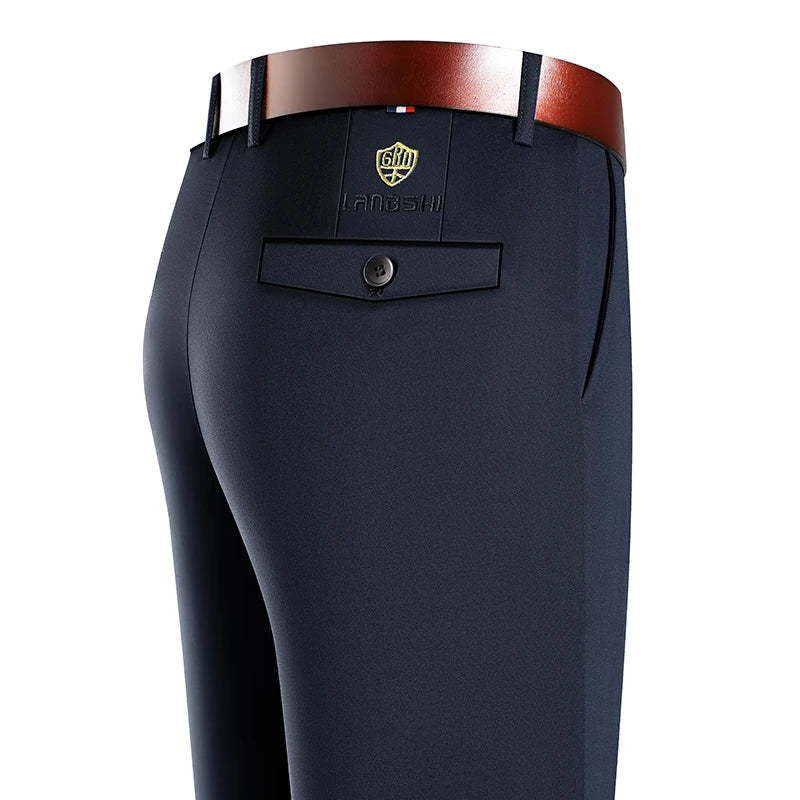 Men Stretch Suit Pants Business Dress Pants Wrinkle Free Embriodery 4-Way Stretch Formal Dress Pants
