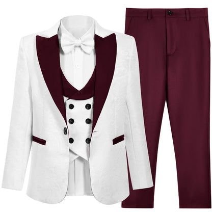 Multi-colors Boys Formal Suit Set 4 Pieces 3-14T Fast Delivery Kids Slim Fit Suits Wedding Ring Bearer Outfit Handsome Tuxedo