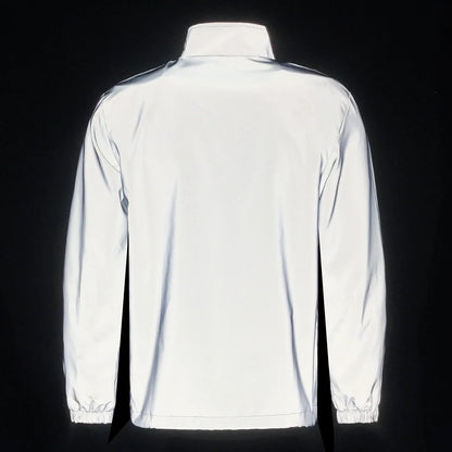 Spring New Men's Reflective Jacket Outdoor Night Running Cycling Windproof Safety Bright Fashion Stand Collar Casual Coats