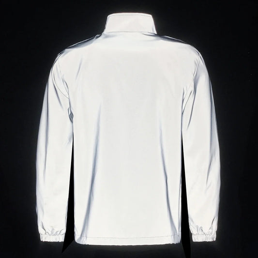 Spring New Men's Reflective Jacket Outdoor Night Running Cycling Windproof Safety Bright Fashion Stand Collar Casual Coats