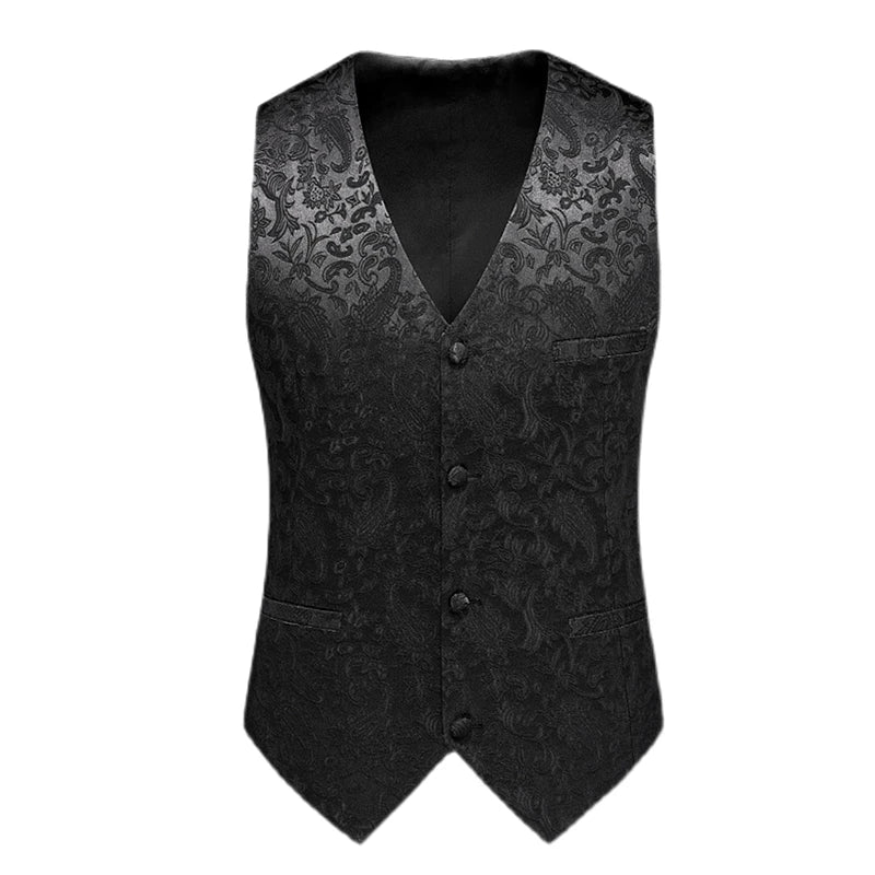 2026 New Men's Red Sleeveless Vest Coat, Single-breasted V Neck Waistcoat, Wedding Party Vests Blue Black Asian Size M-5XL 6XL