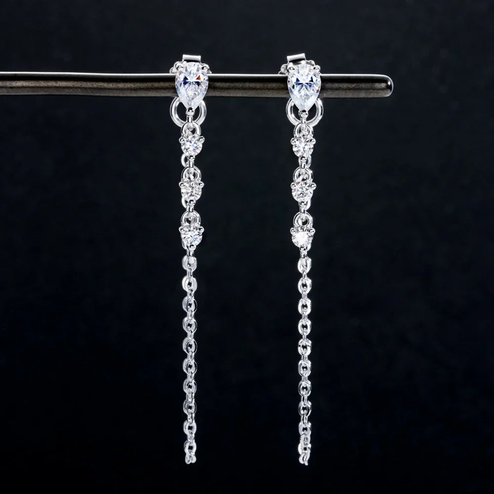 Pear Cut Moissanite Earrings for Women GRA Certified Diamond Pendant Tassel Earring Solid s925 Silver Dainty Ear Ring