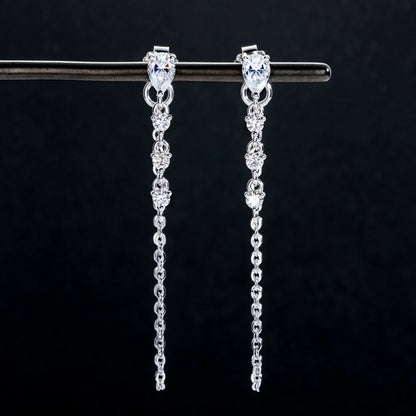 Pear Cut Moissanite Earrings for Women GRA Certified Diamond Pendant Tassel Earring Solid s925 Silver Dainty Ear Ring