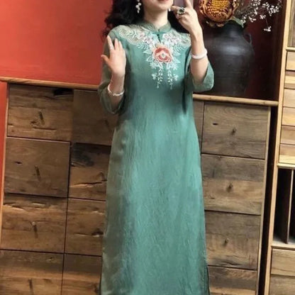 Embroidery Ethnic Style Fashion Clothes Vintage Cotton Linen Streetwear Harajuku Chinese Style Summer Dress for Women Clothing