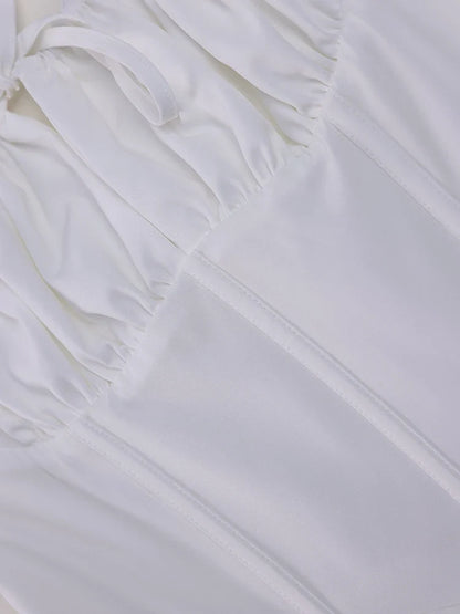 Summer Sweet Solid Sleeveless Long Dress Women Fashion Bandage Camisole Dresses Padded Boned Robe Elegant Party Vestidos