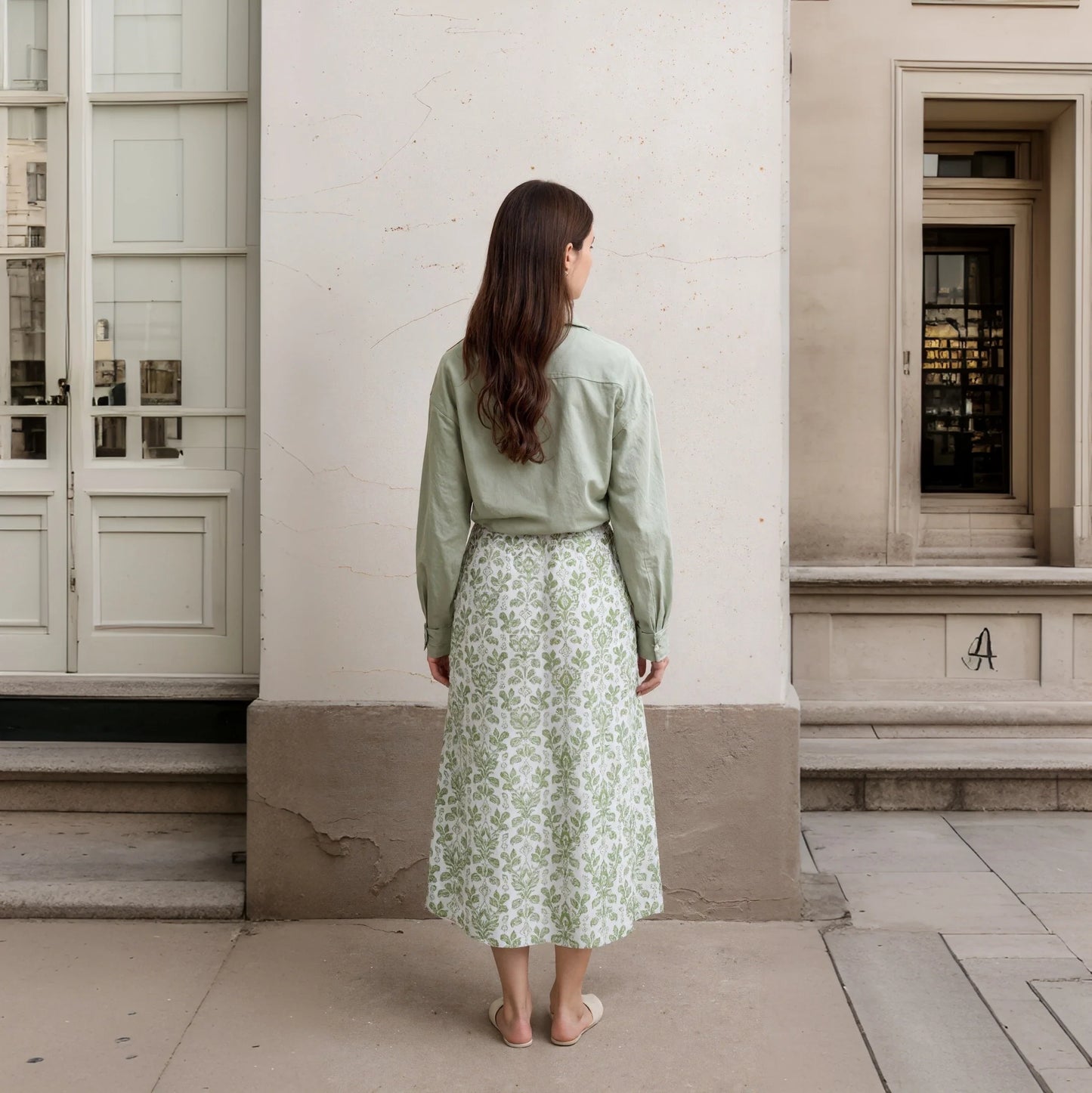 Autumn Winter Casual Women Cotton Linen Shirt Fashion Print Long Dress Set with Pocket Blouse Elegant Lady Street 2 Piece Set