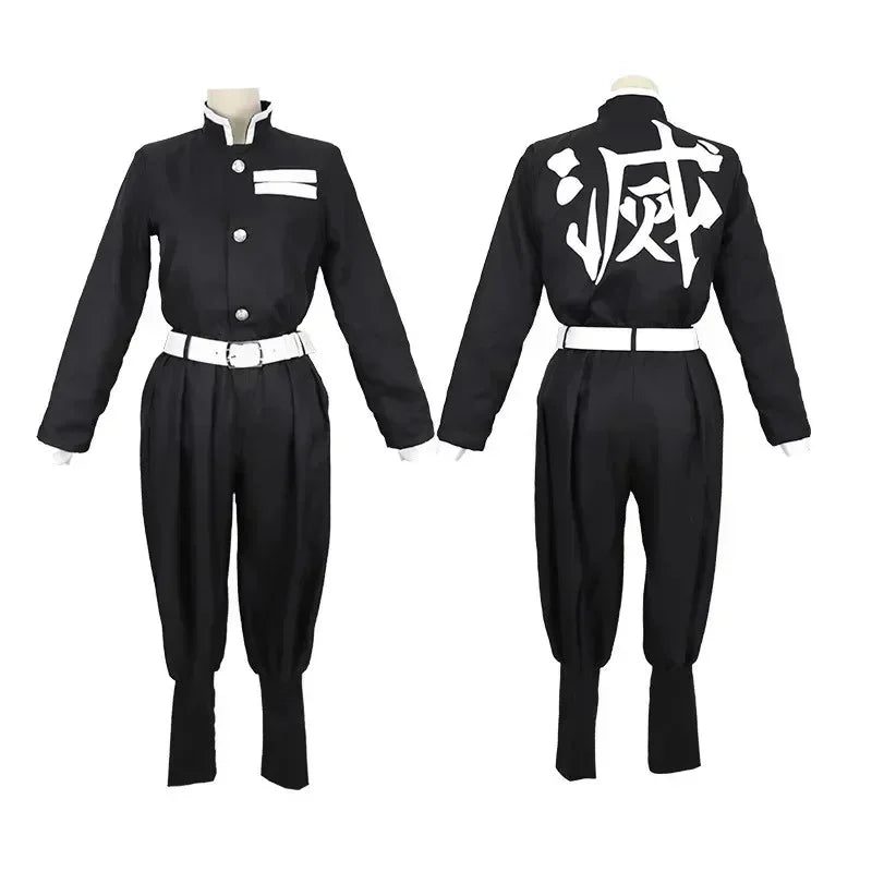 Kids Demon Slayer Corps Kimetsu No Yaiba Cosplay Costume - Kamado Tanjirou Uniform with Anime Cloak Agatsuma Zenitsu Dress-Up Ou