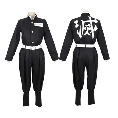 Kids Demon Slayer Corps Kimetsu No Yaiba Cosplay Costume - Kamado Tanjirou Uniform with Anime Cloak Agatsuma Zenitsu Dress-Up Ou