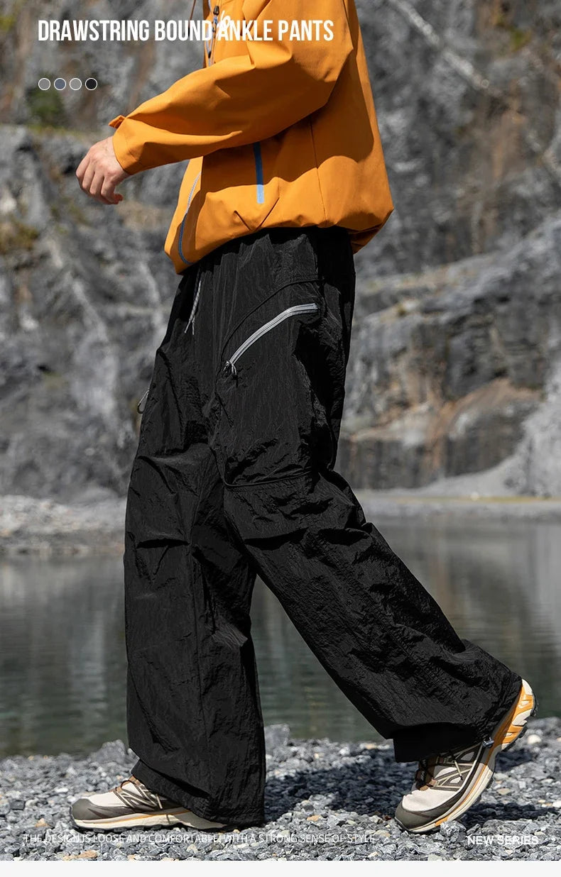 Male Hiking Pants Outdoor Waterproof Mountaineering Sports Trousers Autumn Elastic Waist Breathable Camping Fishing Cargo Pants