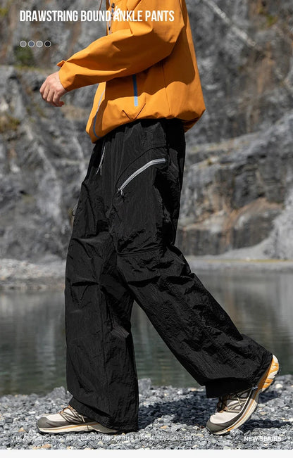 Male Hiking Pants Outdoor Waterproof Mountaineering Sports Trousers Autumn Elastic Waist Breathable Camping Fishing Cargo Pants
