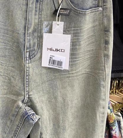 Vintage Wide Leg Jeans Men's and Women's Casual Long Pants Trendy On The Ground ZJ091