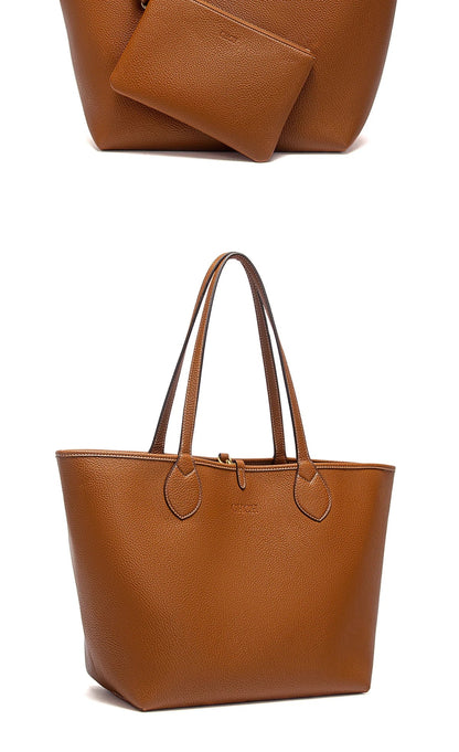Autumn New Coffee Color Handbag Women's Tote Bag Double Sided Mother Child Casual Shopping Bag