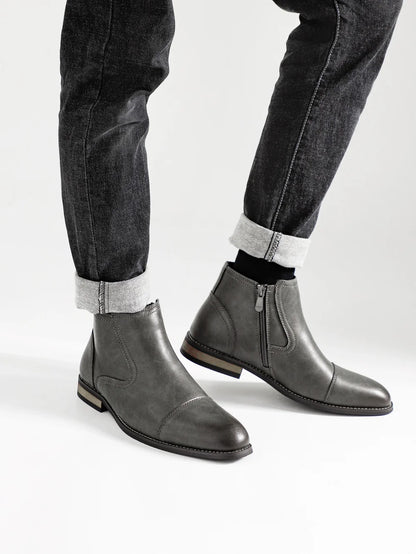 Men's Comfortable Ankle Leather Boots Men's Fashion Brand
