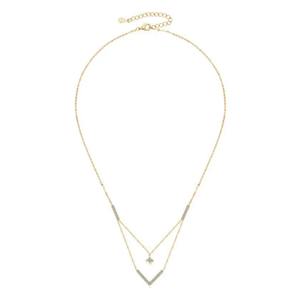 Sparkling 3mm&1.8mm Round Moissanite Necklace 925 Sterling Silver Fashion V-Shape Necklaces for Women Fine Jewelry Gift
