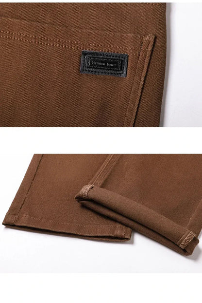 Large Size 42 44 Autumn 98% Cotton Men's Stretch Slim Jeans ArmyGreen Soft Comfortable Casual Straight Denim Pants Trousers