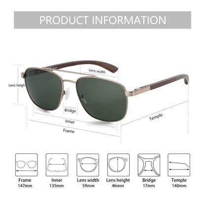 Metal Aviator Prescription Sunglasses for Men UV400 Polarized Shades Progressive Optical Sun Glasses