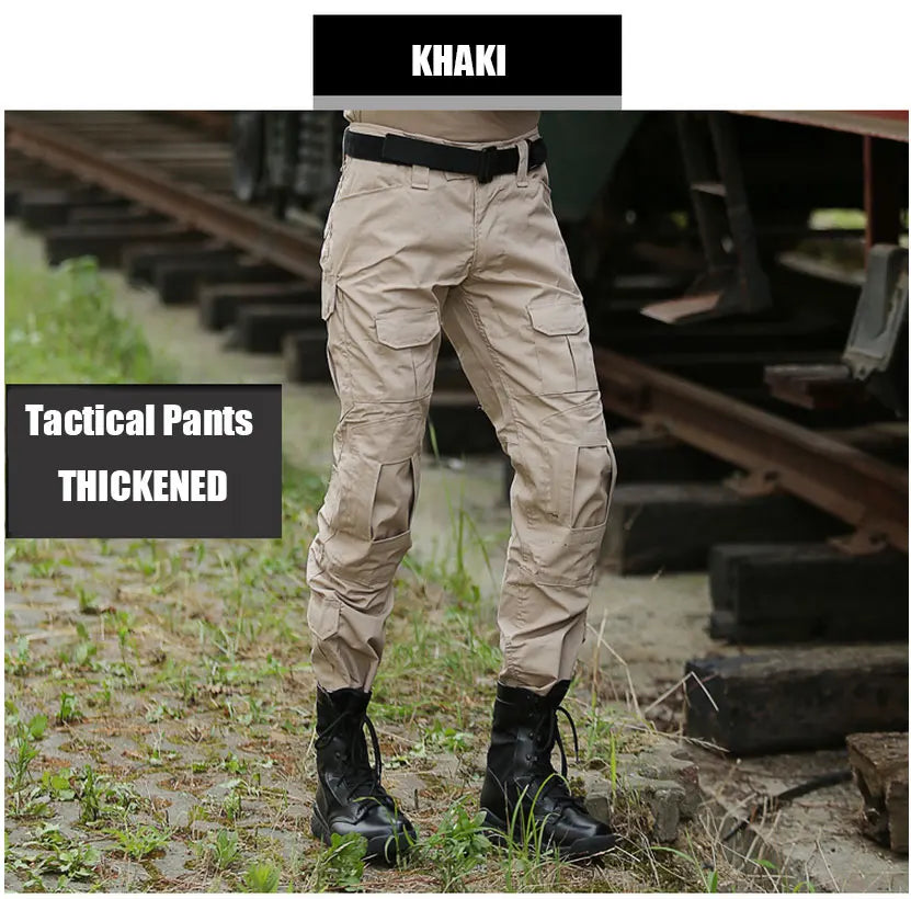 Men's Fashion Outdoor Hiking Overalls Pants Camouflage Tactical Pants Hunting Uniform Fighting Multi-Pocket Trousers