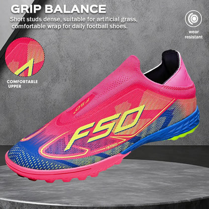 Professional TF Soccer Boots Unisex Youth Adult PU Fabric Upper Rubber Sole Non-slip Training Cleats