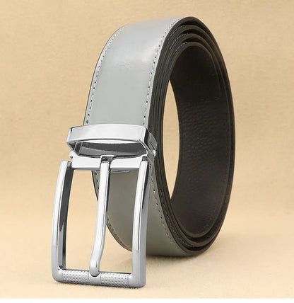 Designer Pin Buckle Gray Genuine Leather Men Belt Famous Brand Fashion Light  Luxury Strap Casual Young Cowboy Ceinture Homme