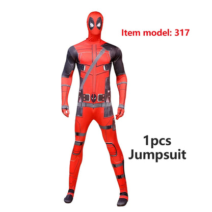 Deadpool Child Costume Halloween Costumes Kids Men Adult Superhero Bodysuit Jumpsuit Children Cosplay Costume Swords Accessories