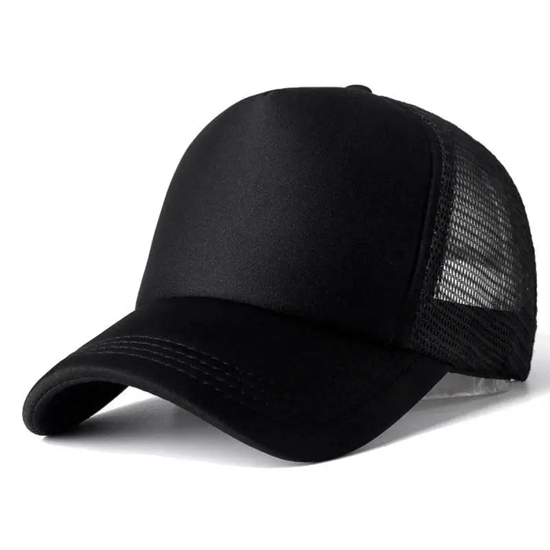 Mesh Baseball Cap Adjustable Snapback Hats For Women Men Unisex Hip Hop Trucker Cap Dad Hat Sponge Soft Breathable Black