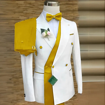 Bespoke Custom White Black Wedding Suit For Men New Design Slim Fit Groom Best Man Wedding Tuxedo Formal Prom Wear 2 Pieces Set
