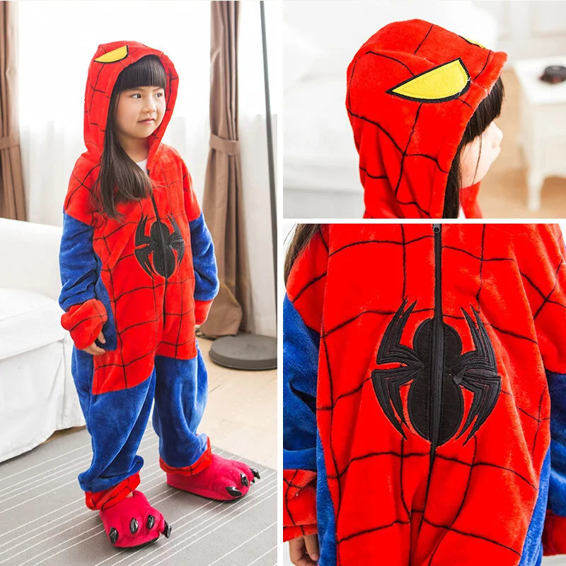 Spider Plush Onesie Pajamas for Adults  Winter Fleece Sleepwear Cool Superhero Costume Birthday Christmas Gift