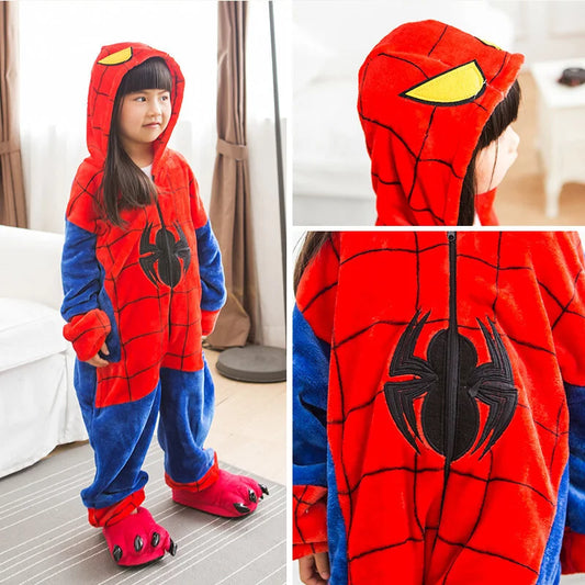 Spider Plush Onesie Pajamas for Adults  Winter Fleece Sleepwear Cool Superhero Costume Birthday Christmas Gift