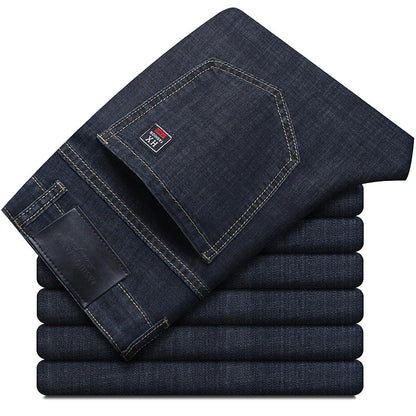 Summer New Elastic Men's Jeans Fashion Comfortable Business Straight Stretch Cotton Casual Denim Pants Brand Male Thin Trousers