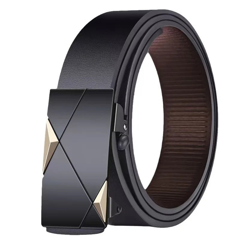 2025 New Men's Business Belt Alloy Automatic Buckle Belt Fashion Belt Luxury Jeans Belt PU Leather High-Quality Straps