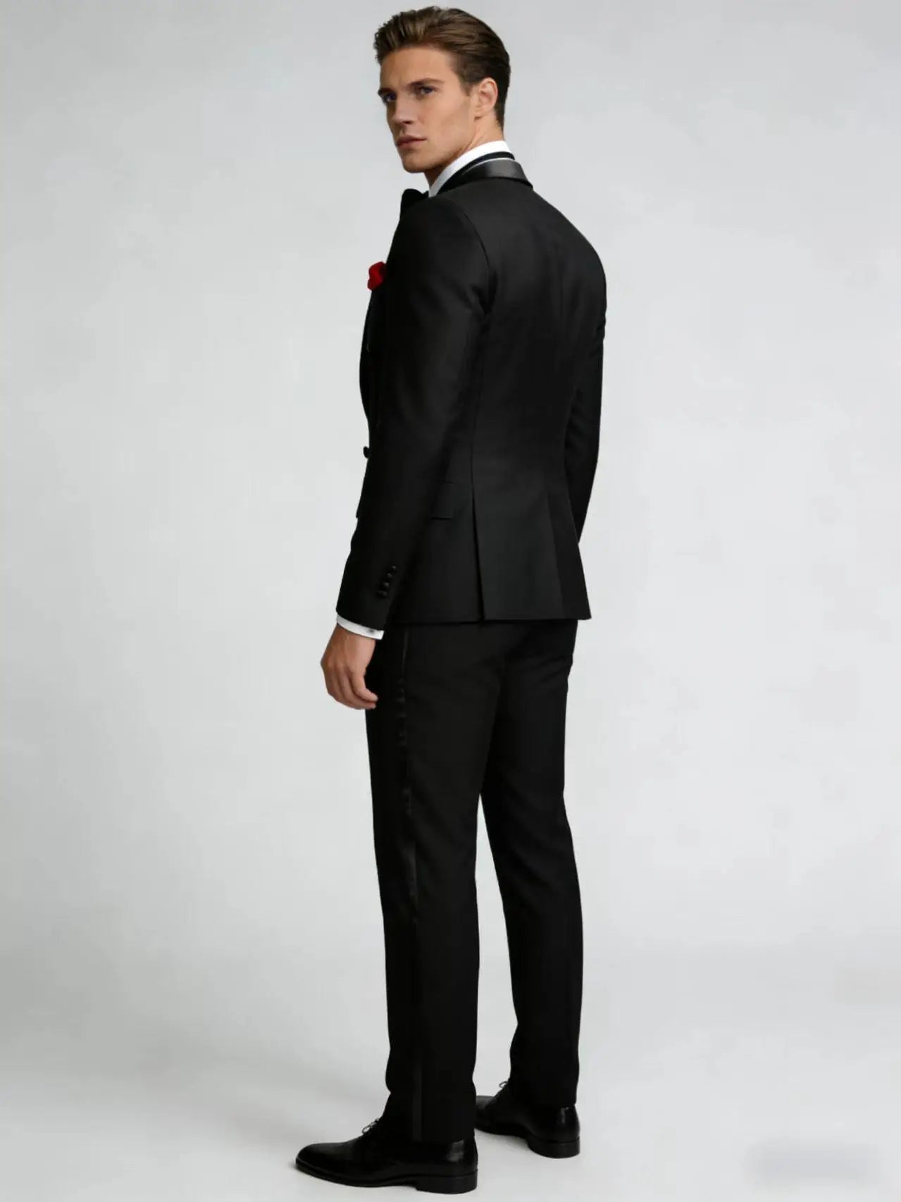 Men's Double Breasted Tuxedo Suit Slim Fit Shawl Lapel Formal Jacket & Pants Set for Wedding Party Prom