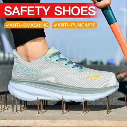 NEW Lightweight Safety Shoes Men Steel Toe Sneakers Anti-puncture Proof Breathable Work Safety Boots Man Comfortable Work Shoes