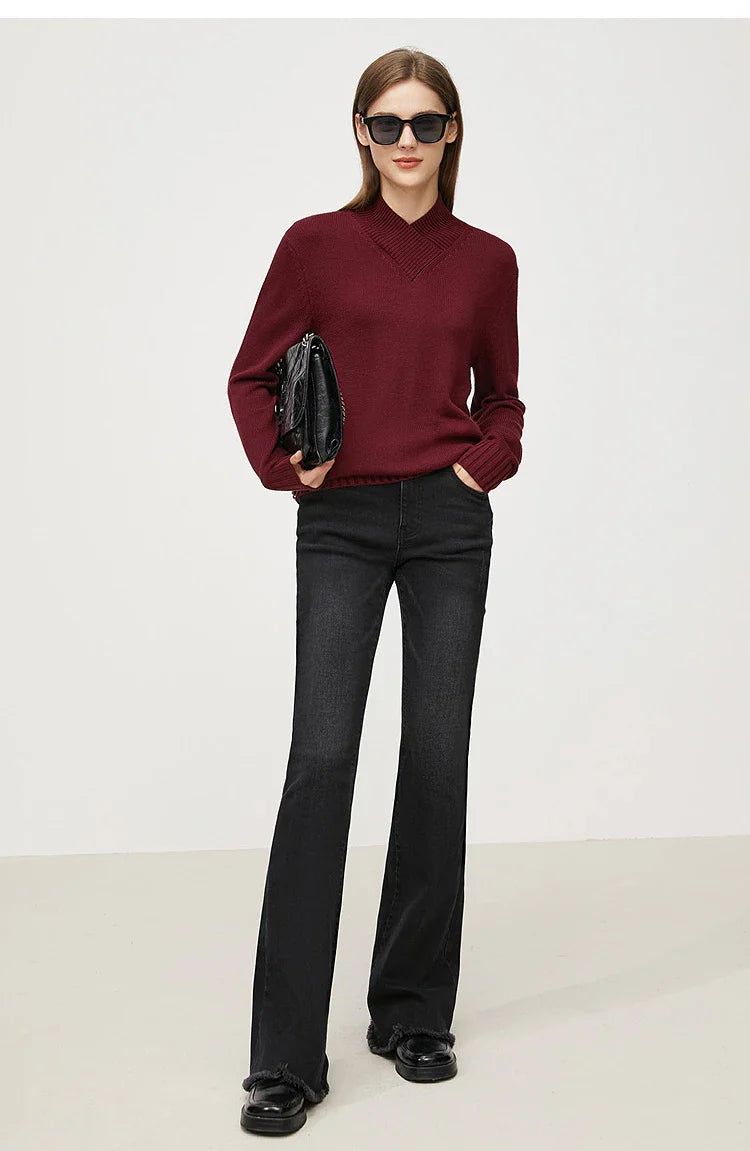 Jeans For Woman 2025 Winter New Slim-fit Warm Versatile Flared Pants Simple Commuter Casual Casual Woman Trousers 12344022
