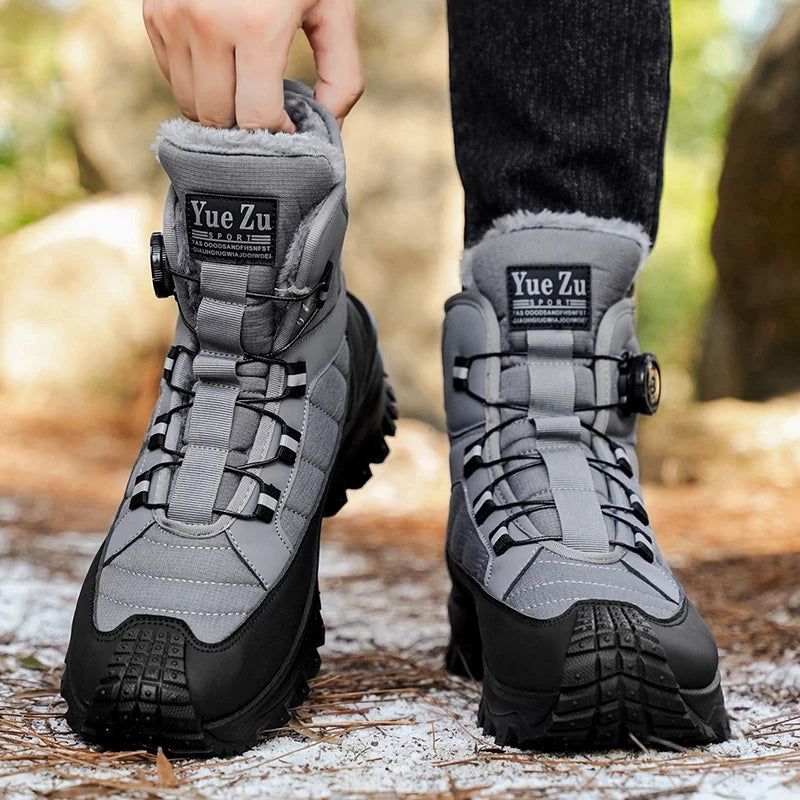 New Winter Oversized Men's Boots Waterproof Cold Resistant Plush and Warm Snow Boots Outdoor Thick Soled Casual Work Boots