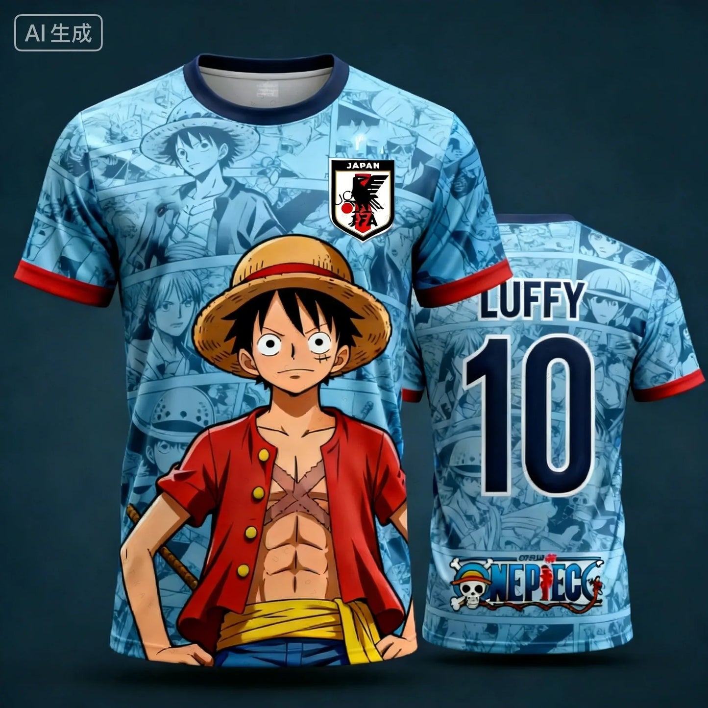 2026 One Piece Luffy Men Football Jersey Summer Short Sleeve Women T-shirt Cartoon Japan Style Anime Children Clothes Tee Tops