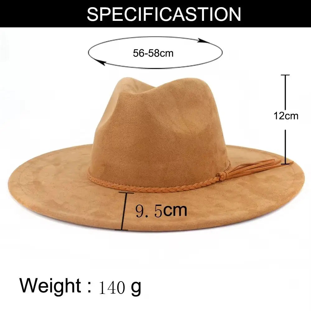 Fashion Heart Design Vegan Suede Hat Wide Brim Blank Style Wide Brim Hat Fedora Hat