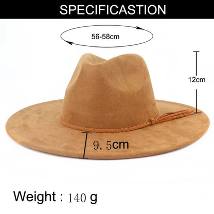 Fashion Heart Design Vegan Suede Hat Wide Brim Blank Style Wide Brim Hat Fedora Hat