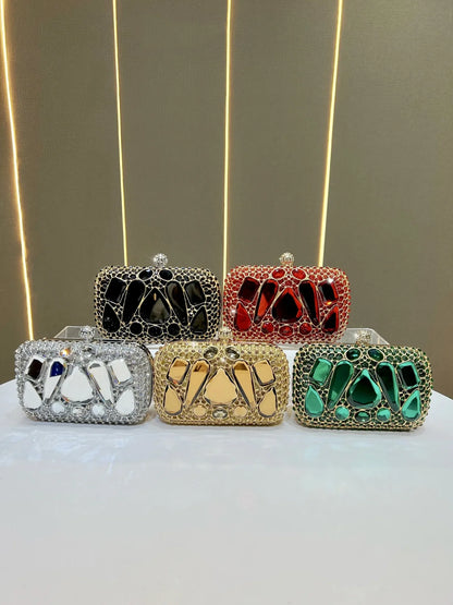 New Glass Diamond Clutch for Women, Exquisite French Rhinestone Evening Handbag, Luxury Lightweight Chain Bag for Formal Party