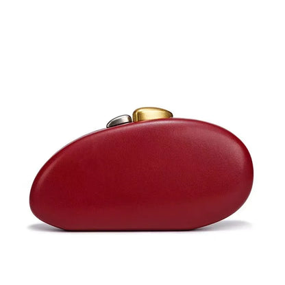Designer Shell Shape Clutch Bag with Metallic Closure Chain Dinner Purse Women Evening Party Leather Shoulder Crossbody Handbags