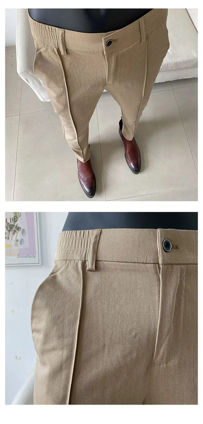 Summer New Light Thin Solid Color Suit Pants High Quality Slim Fit Stretch Trousers Men's Formal Business Social Dress Pants