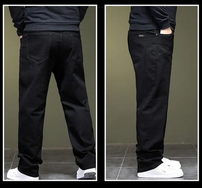 Extra Large Size 48 Men's Jean Straight Leg Loose Denim Pant Male High Elastic Stretch Fleece Big Plus 42 44 46 150 Kg 116 Waist