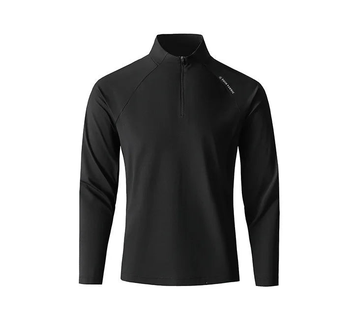 Men's Quick-Dry Half-Zip Long Sleeve T-Shirt – Breathable Four-Way Stretch Athletic Top with UPF50+ Cool Touch for Running & Gym