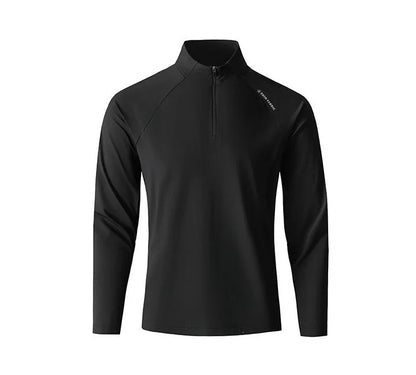 Men's Quick-Dry Half-Zip Long Sleeve T-Shirt – Breathable Four-Way Stretch Athletic Top with UPF50+ Cool Touch for Running & Gym