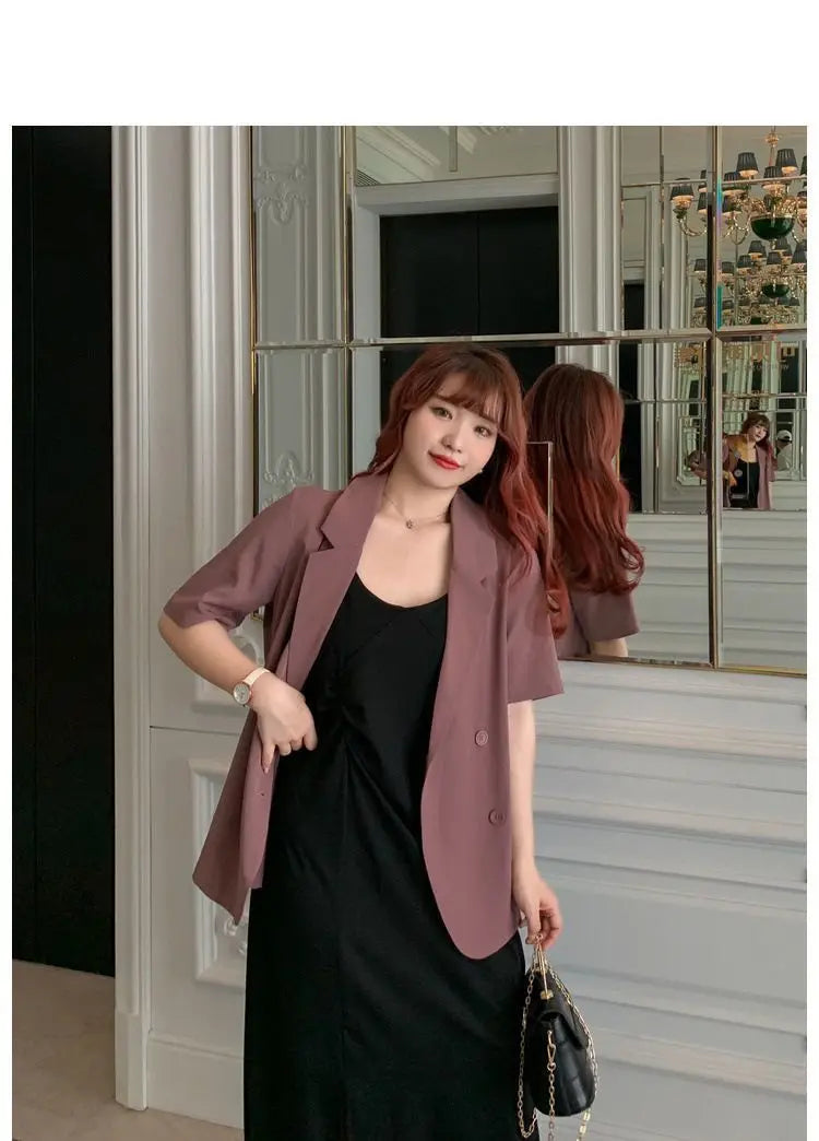 Office Lady Blazers Women Solid Lazy Style Summer Work Wear Casual Mujer Formal Vintage Outwear Clothing Elegant Ulzzang Daily