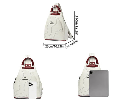 Women Leather Backpacks Zipper Female Chest Bag Travel Back Pack Ladies Bagpack Mochilas School Bags for Teenage Girls Sac A Dos