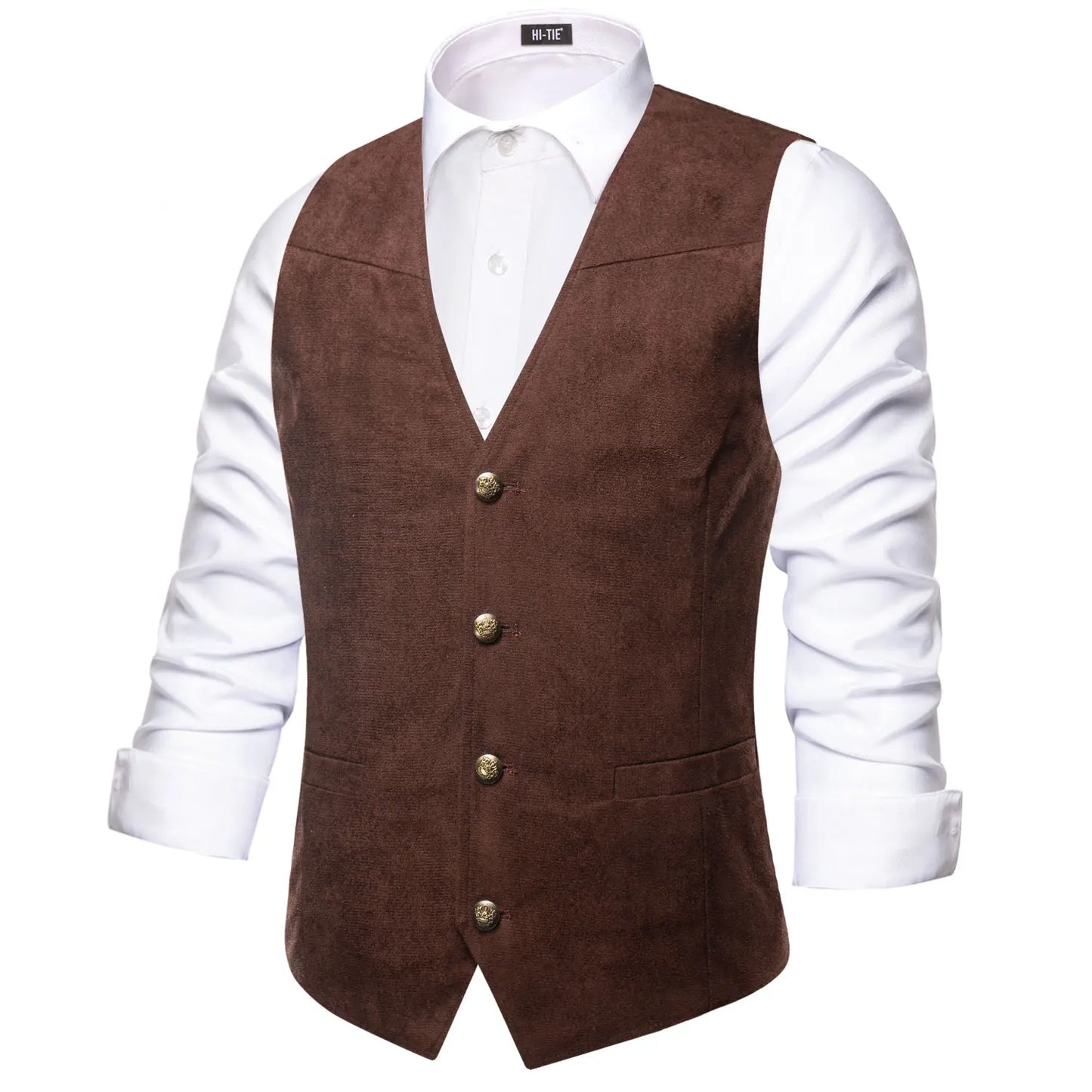 Luxury Men Vest Suede Fabric Solid Waistcoat Casual Fit High Quality Wedding Business Beige Brown Black Red Green Silvery