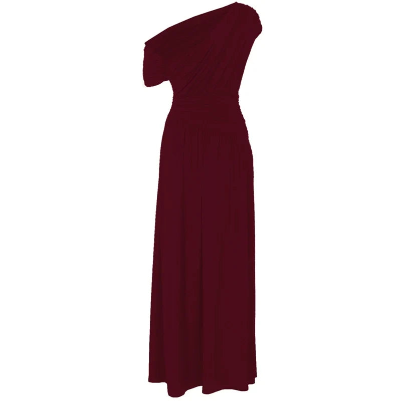 One Shoulder Ruched Sleeveless Solid Pleated Sexy Irregular Y2K Maxi Dress Summer Elegant Party Women Clothes Vacation